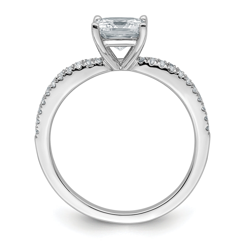 14k White Gold 1 1/2 carat Lab Grown Diamond VS+ F+ Princess Complete Engagement Ring