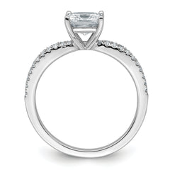 14k White Gold 1 1/2 carat Lab Grown Diamond VS+ F+ Princess Complete Engagement Ring