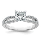 14k White Gold 1 1/2 carat Lab Grown Diamond VS+ F+ Princess Complete Engagement Ring