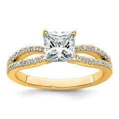 14k 1 1/2 carat Lab Grown Diamond VS+ F+ Princess Complete Engagement Ring