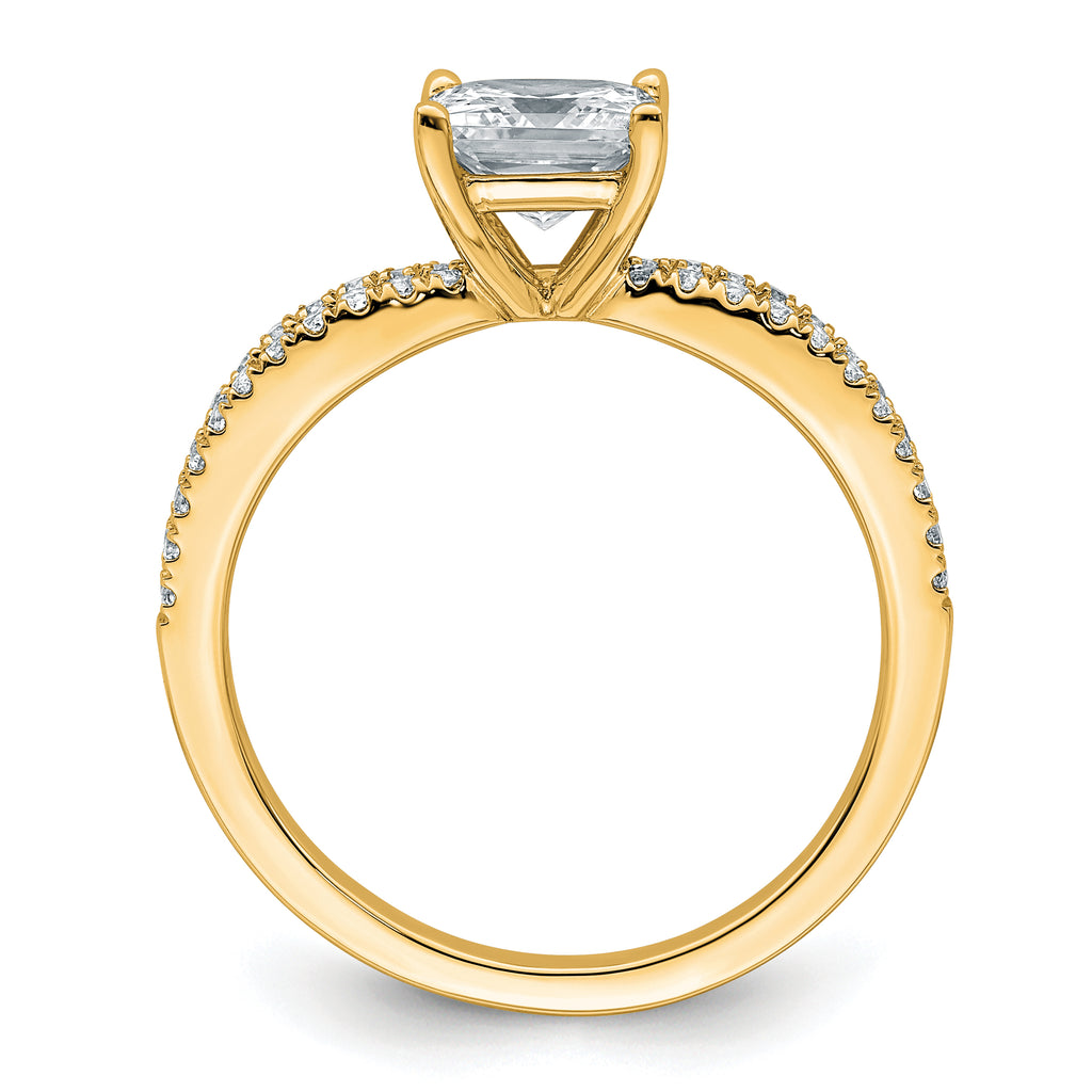 14k 1 1/2 carat Certified Lab Grown Diamond VS+ F+ Princess Complete Engagement Ring