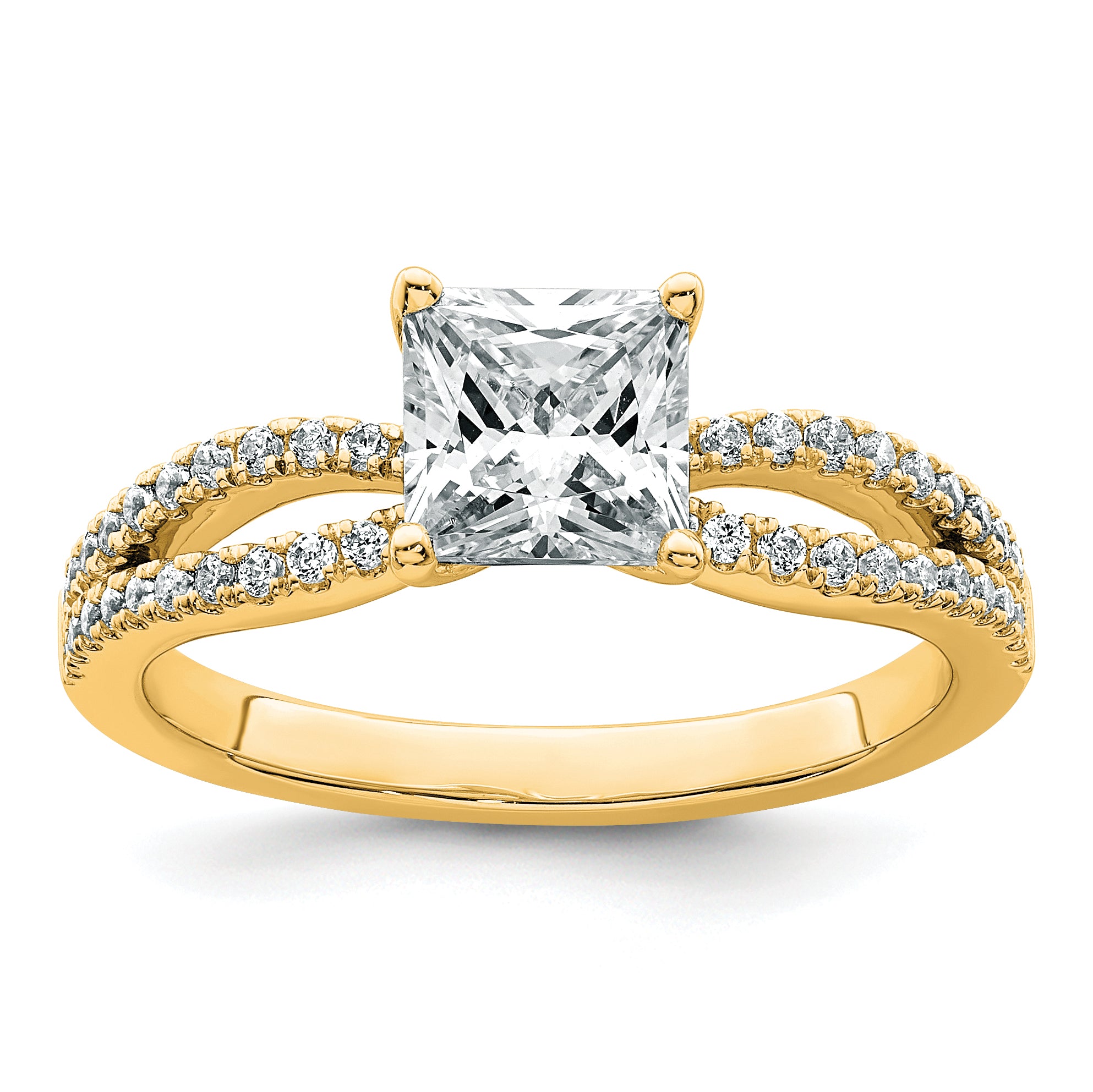 14k 1 1/2 carat Certified Lab Grown Diamond VS+ F+ Princess Complete Engagement Ring Main image