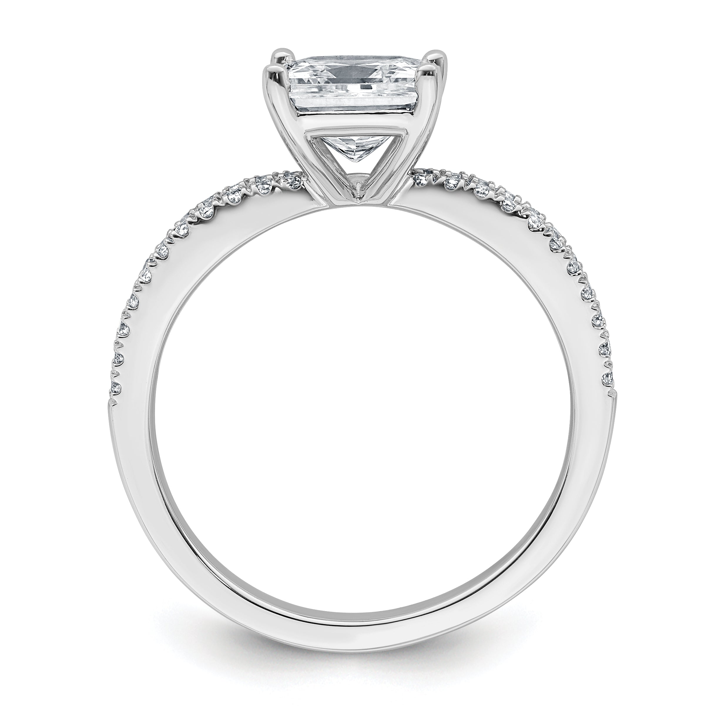 14k White Gold 1 3/4 carat Lab Grown Diamond VS+ F+ Princess Complete Engagement Ring