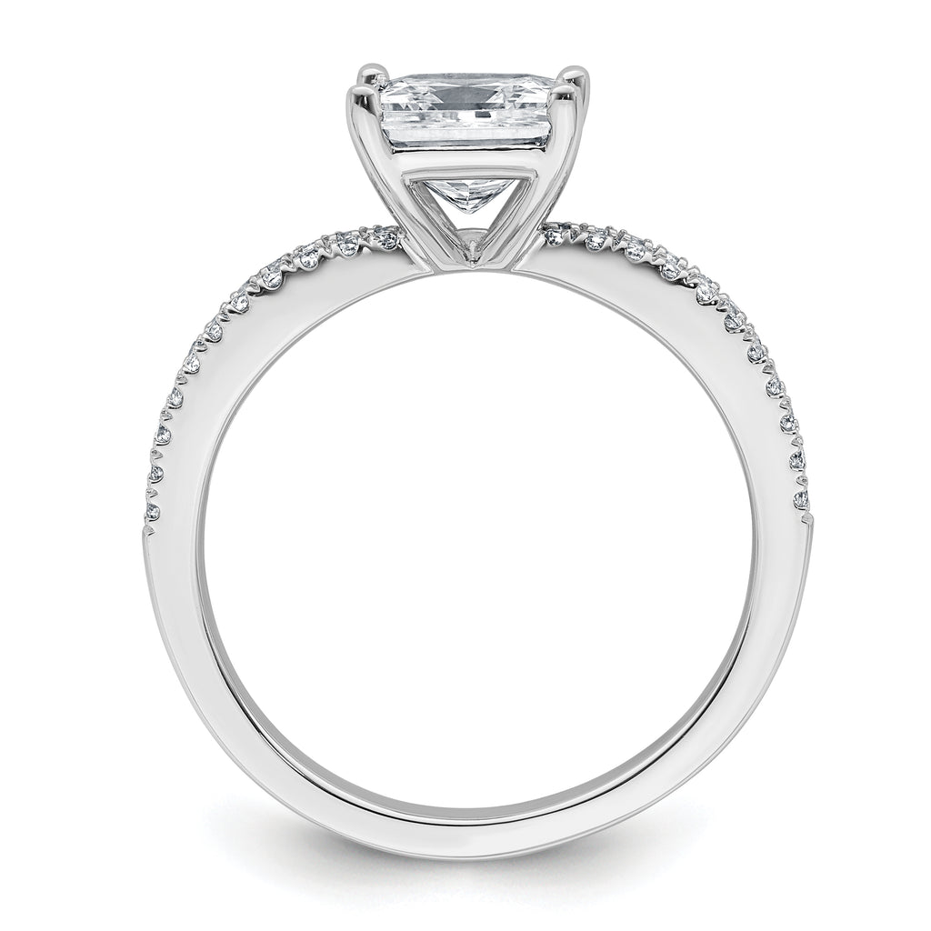 14k White Gold 1 3/4 carat Lab Grown Diamond VS+ F+ Princess Complete Engagement Ring