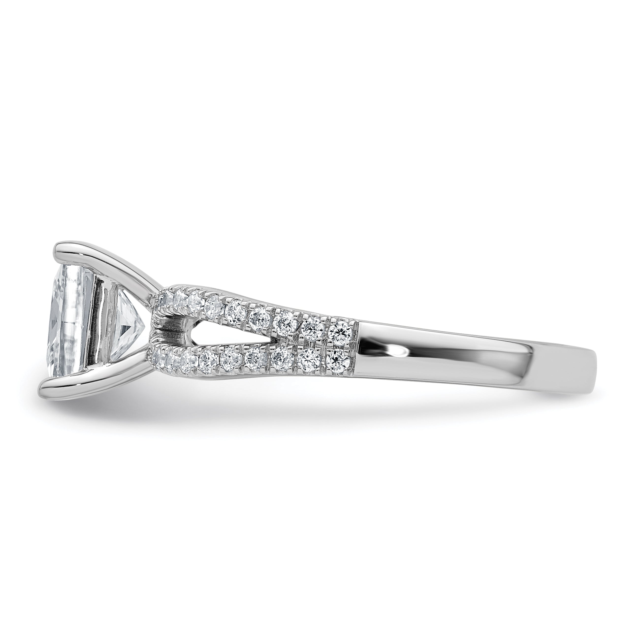 14k White Gold 1 3/4 carat Lab Grown Diamond VS+ F+ Princess Complete Engagement Ring