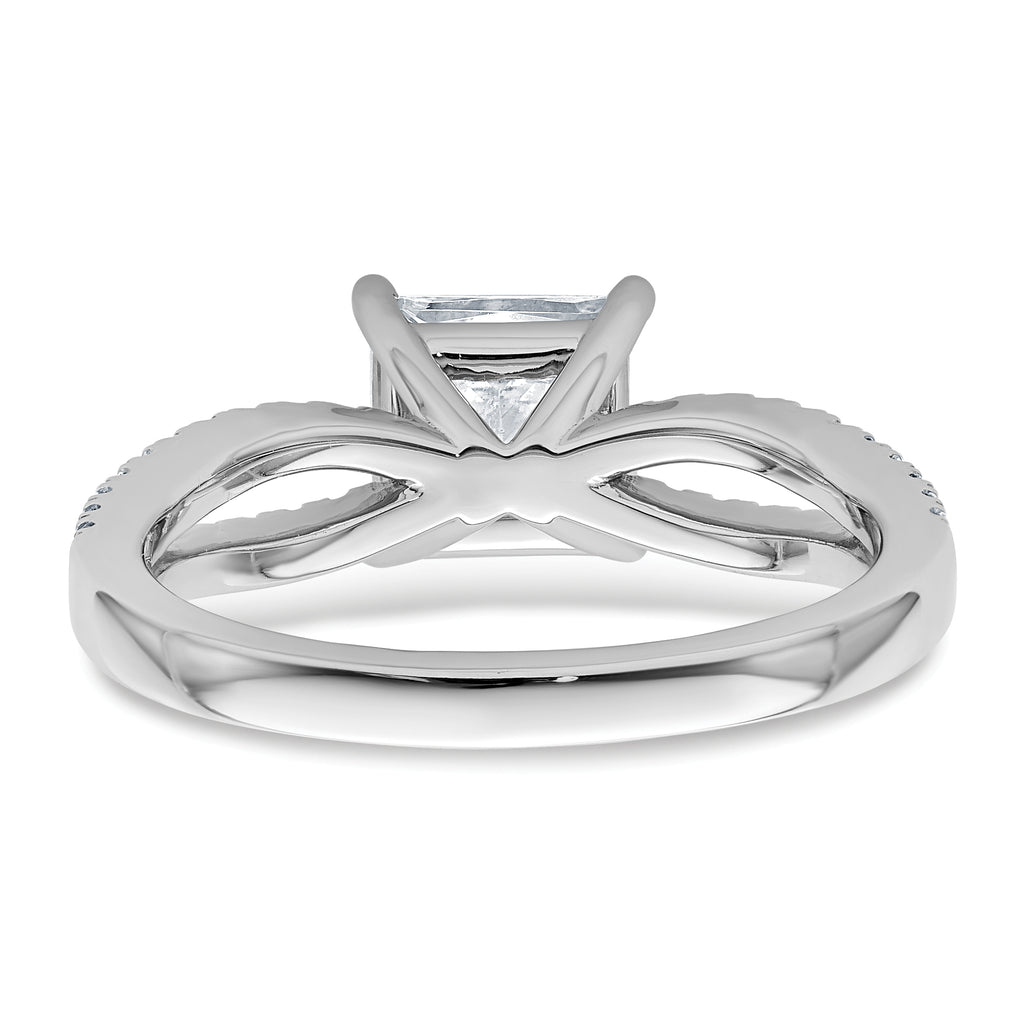 14k White Gold 1 3/4 carat Lab Grown Diamond VS+ F+ Princess Complete Engagement Ring