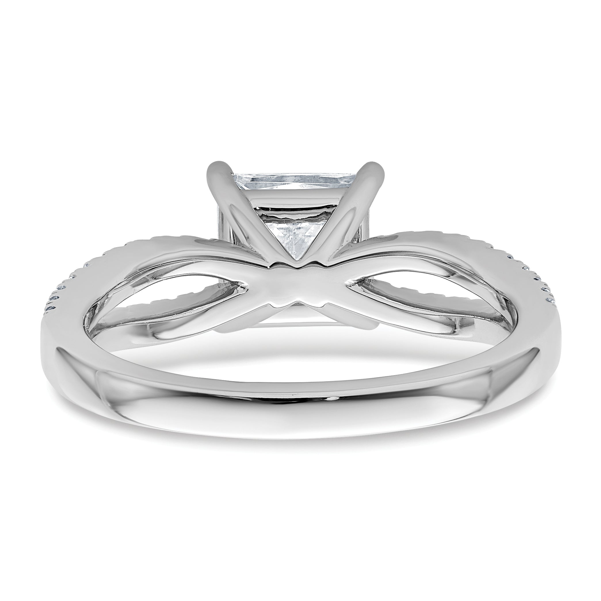 14k White Gold 1 3/4 carat Lab Grown Diamond VS+ F+ Princess Complete Engagement Ring