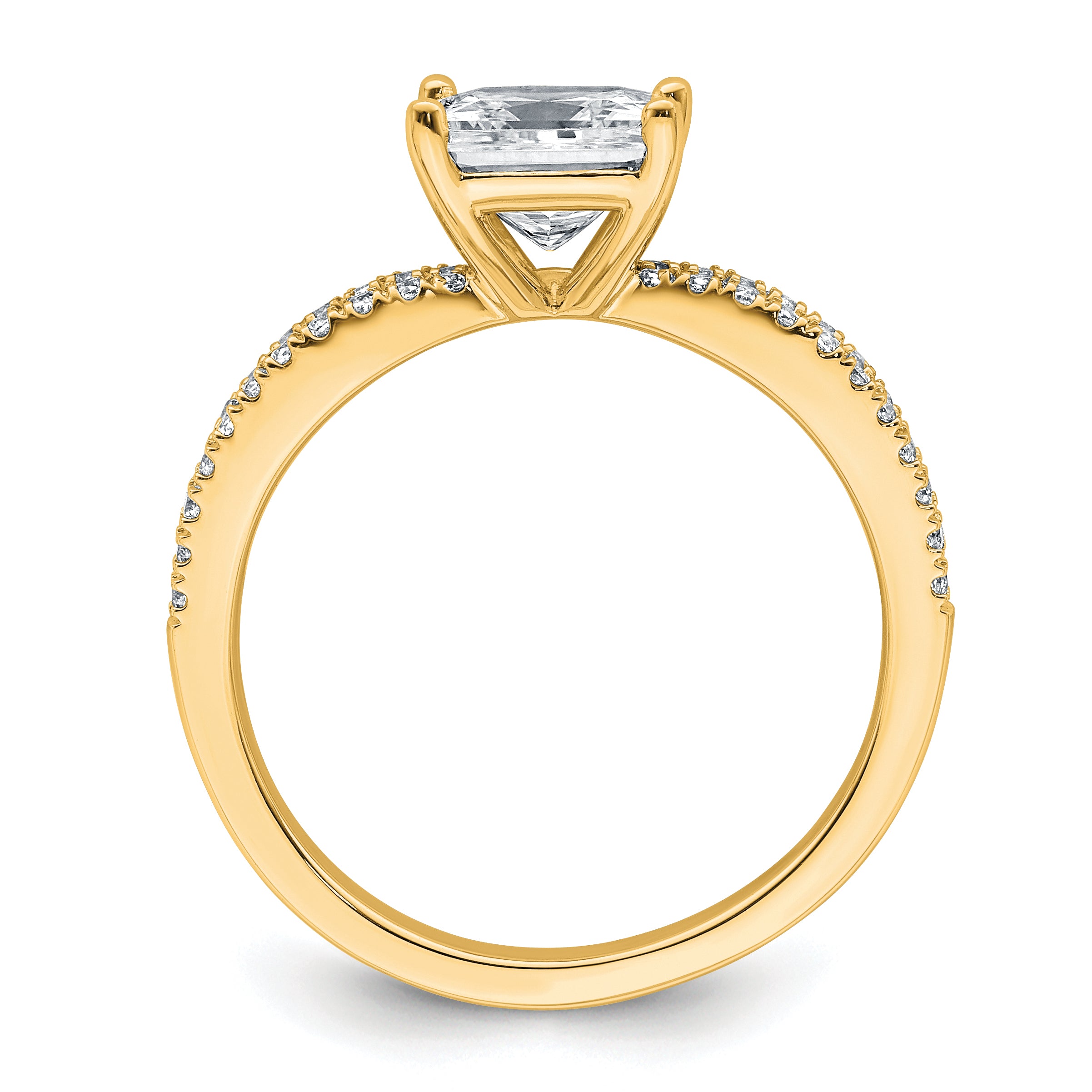 14k 1 3/4 carat Lab Grown Diamond VS+ F+ Princess Complete Engagement Ring