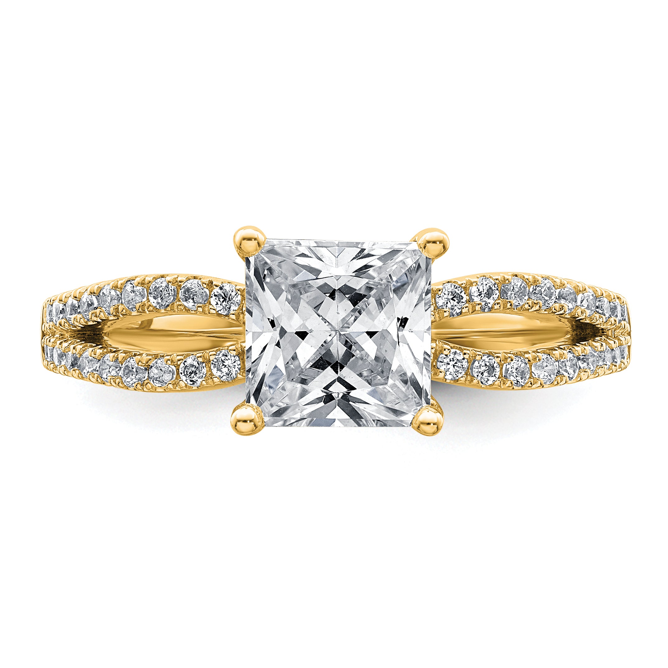 14k 1 3/4 carat Lab Grown Diamond VS+ F+ Princess Complete Engagement Ring