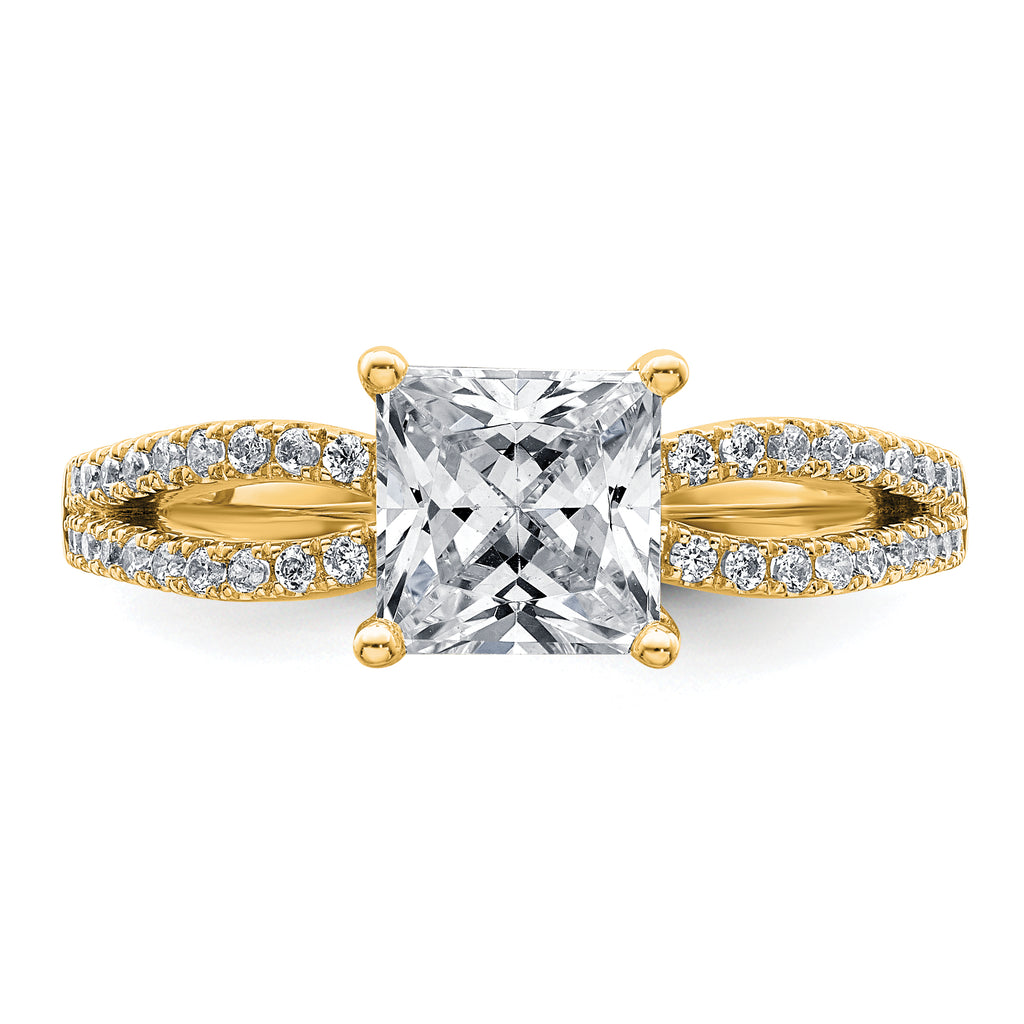 14k 1 3/4 carat Lab Grown Diamond VS+ F+ Princess Complete Engagement Ring