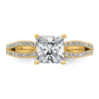 14k 1 3/4 carat Lab Grown Diamond VS+ F+ Princess Complete Engagement Ring