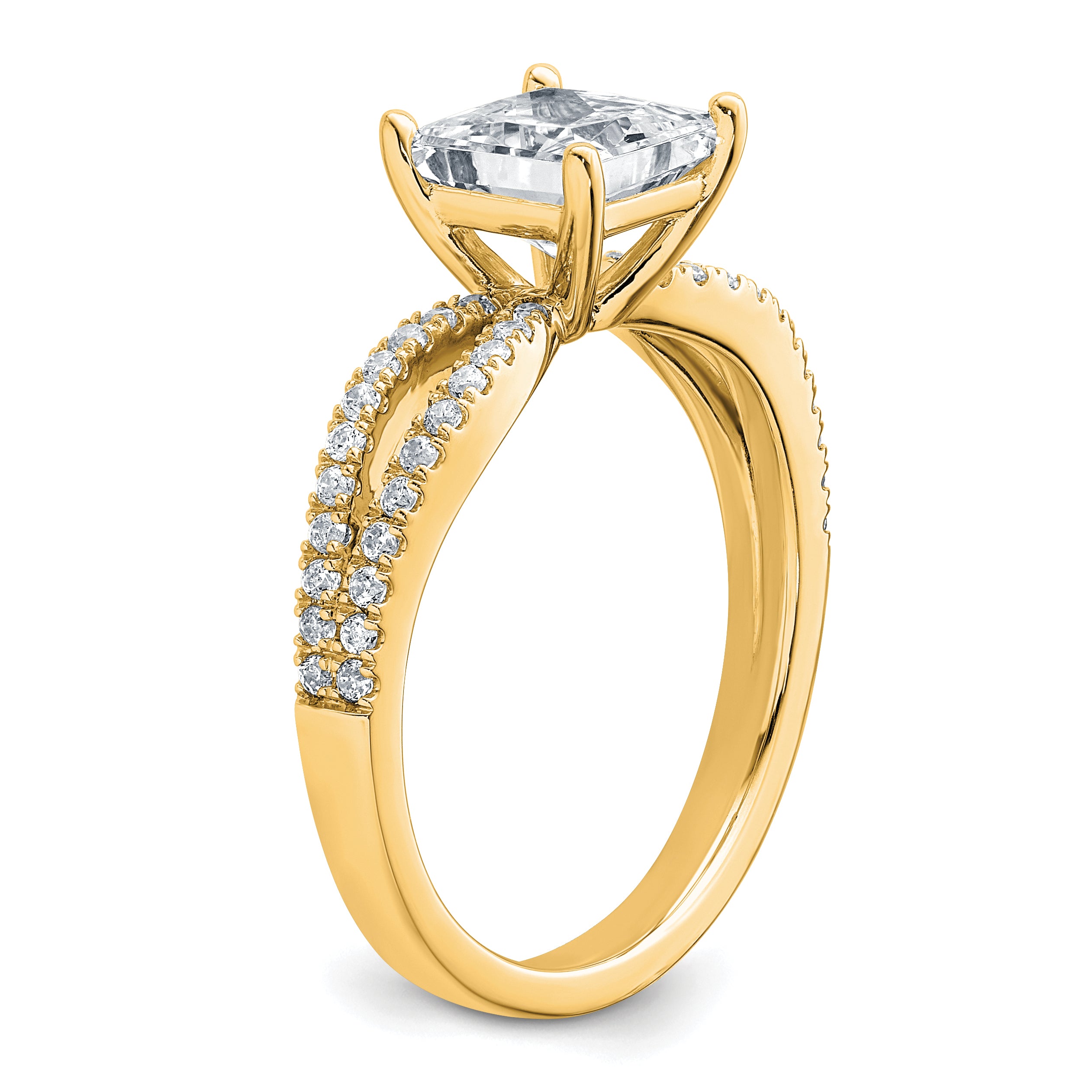 14k 1 3/4 carat Lab Grown Diamond VS+ F+ Princess Complete Engagement Ring