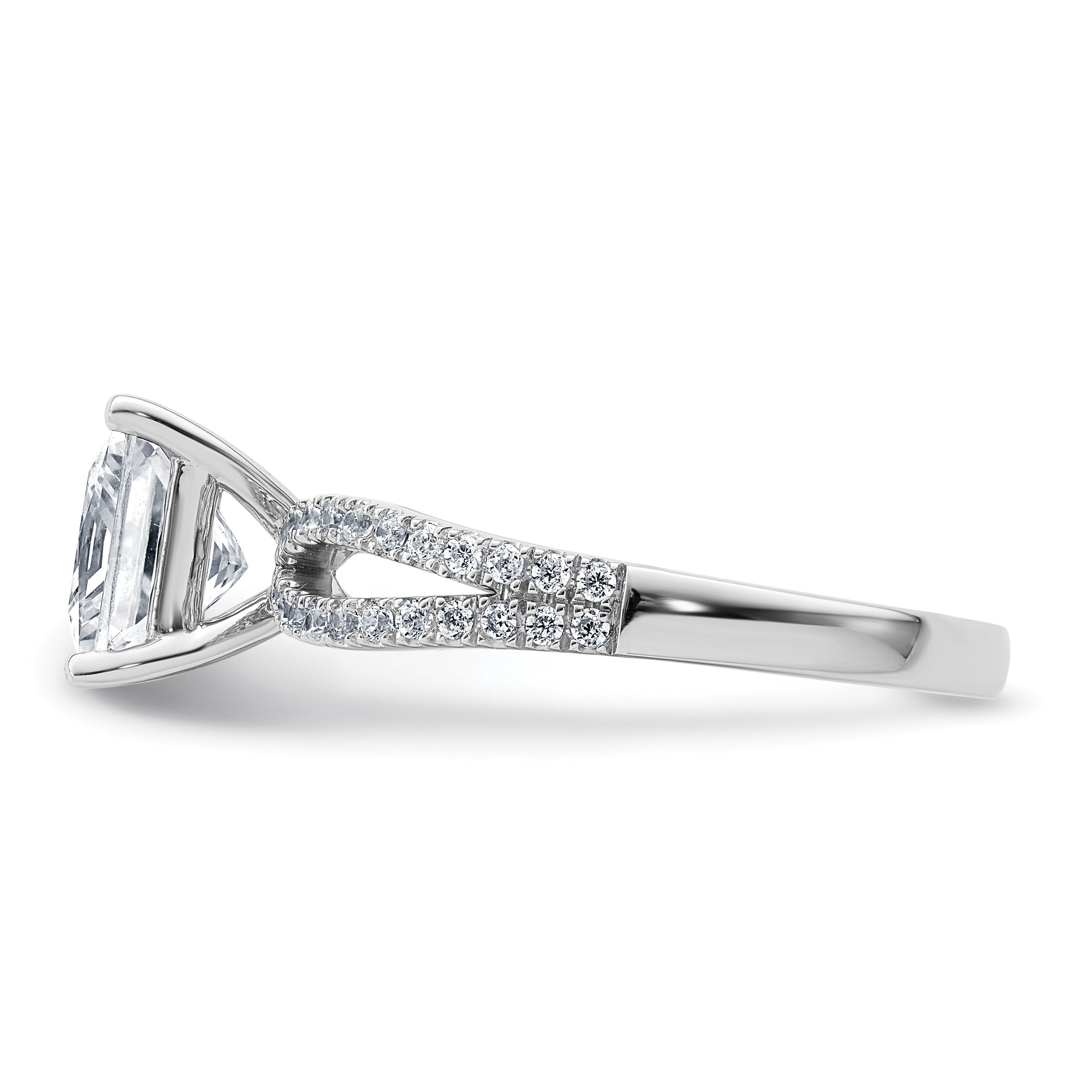 14k White Gold 2 carat Lab Grown Diamond VS+ F+ Princess Complete Engagement Ring