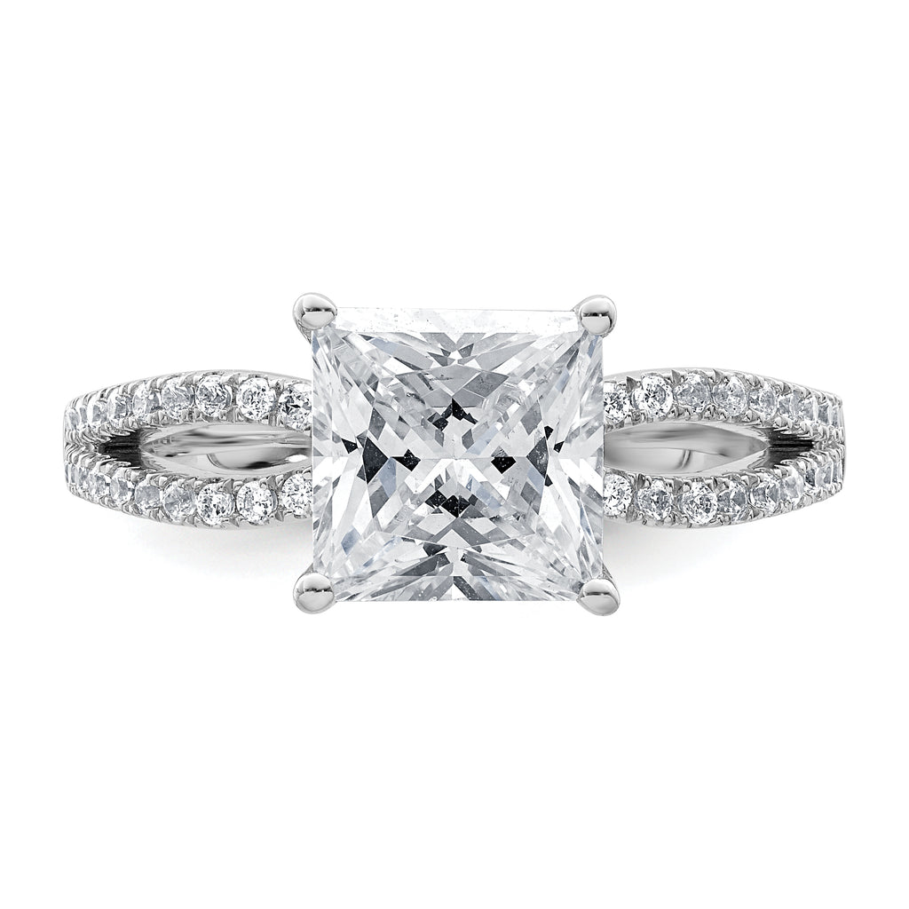 14k White Gold 2 carat Lab Grown Diamond VS+ F+ Princess Complete Engagement Ring