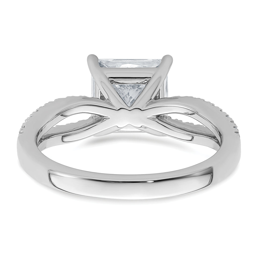 14k White Gold 2 carat Lab Grown Diamond VS+ F+ Princess Complete Engagement Ring