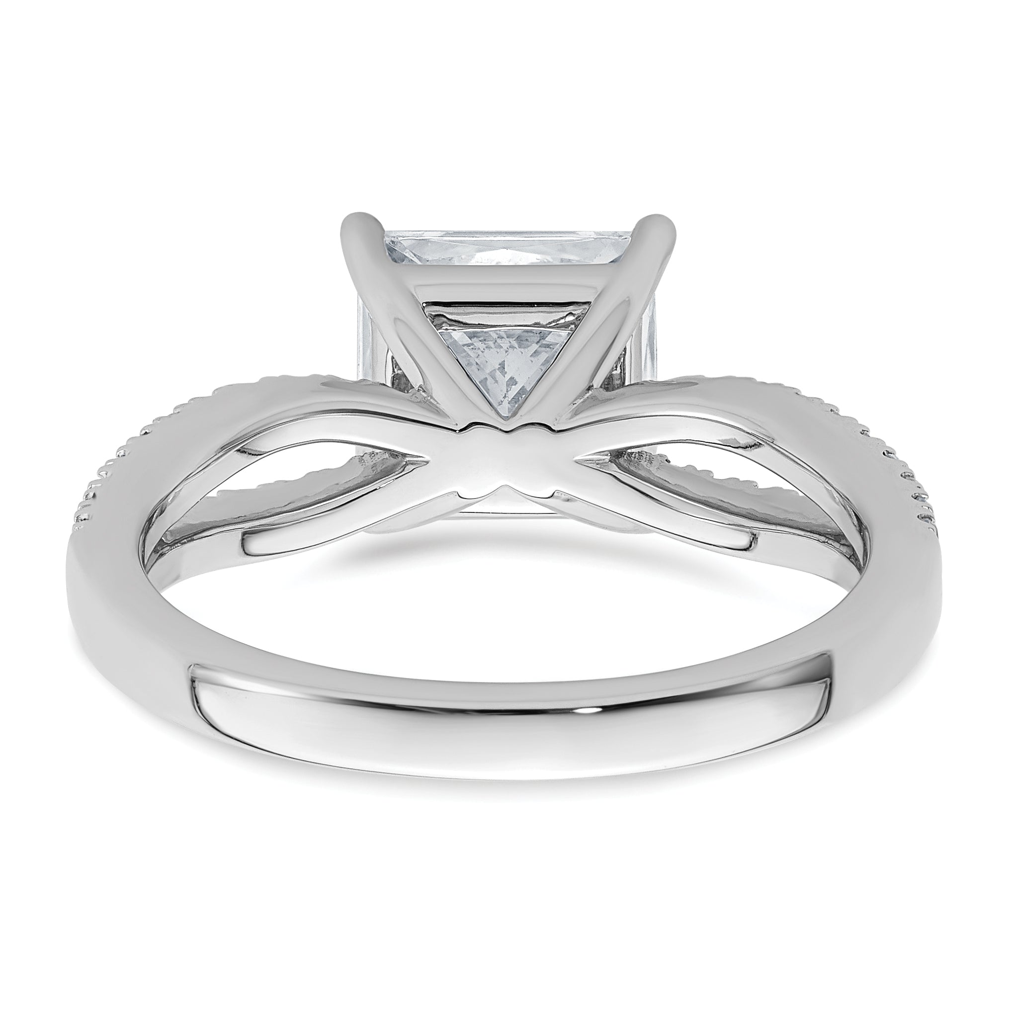 14k White Gold 2 carat Lab Grown Diamond VS+ F+ Princess Complete Engagement Ring