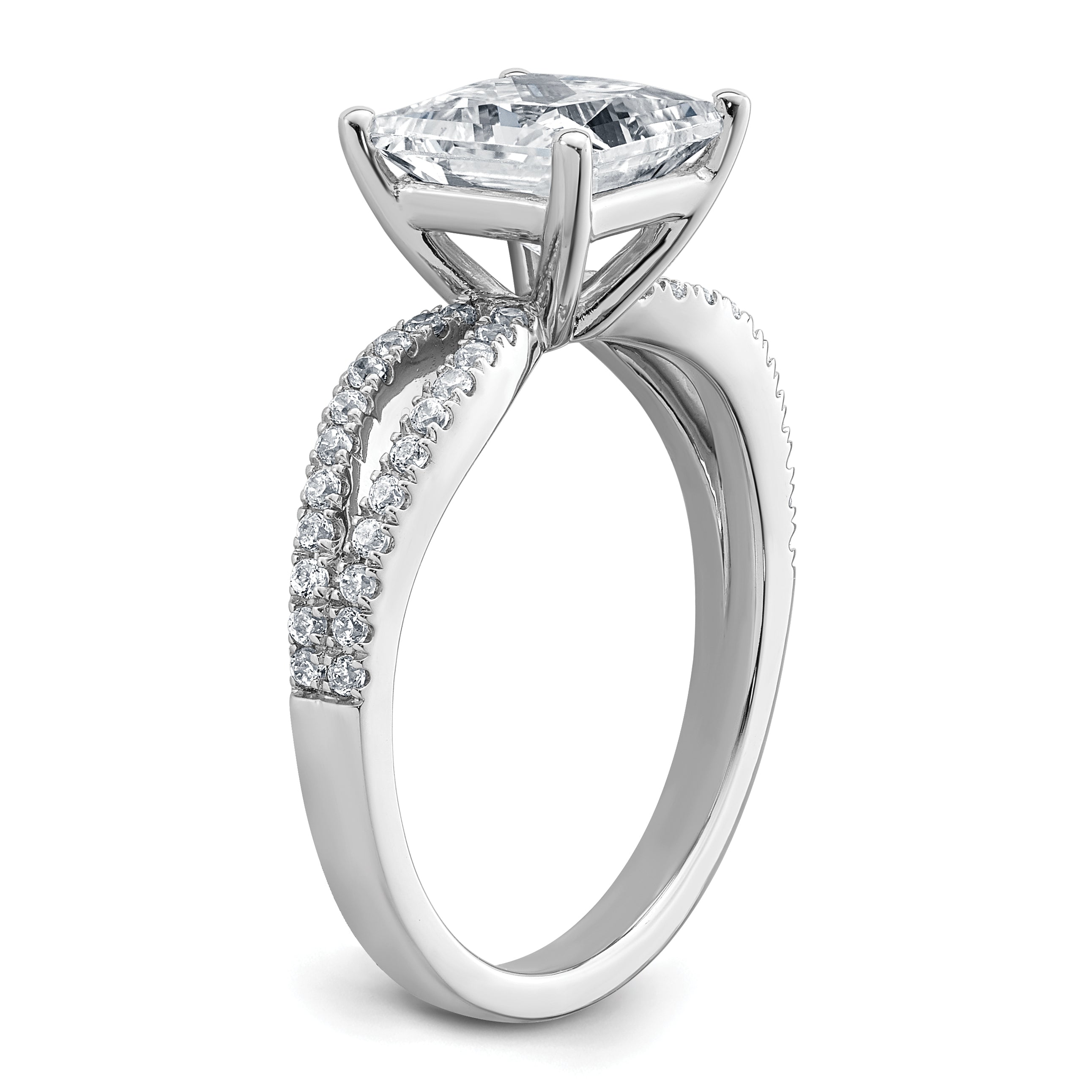 14k White Gold 2 carat Lab Grown Diamond VS+ F+ Princess Complete Engagement Ring