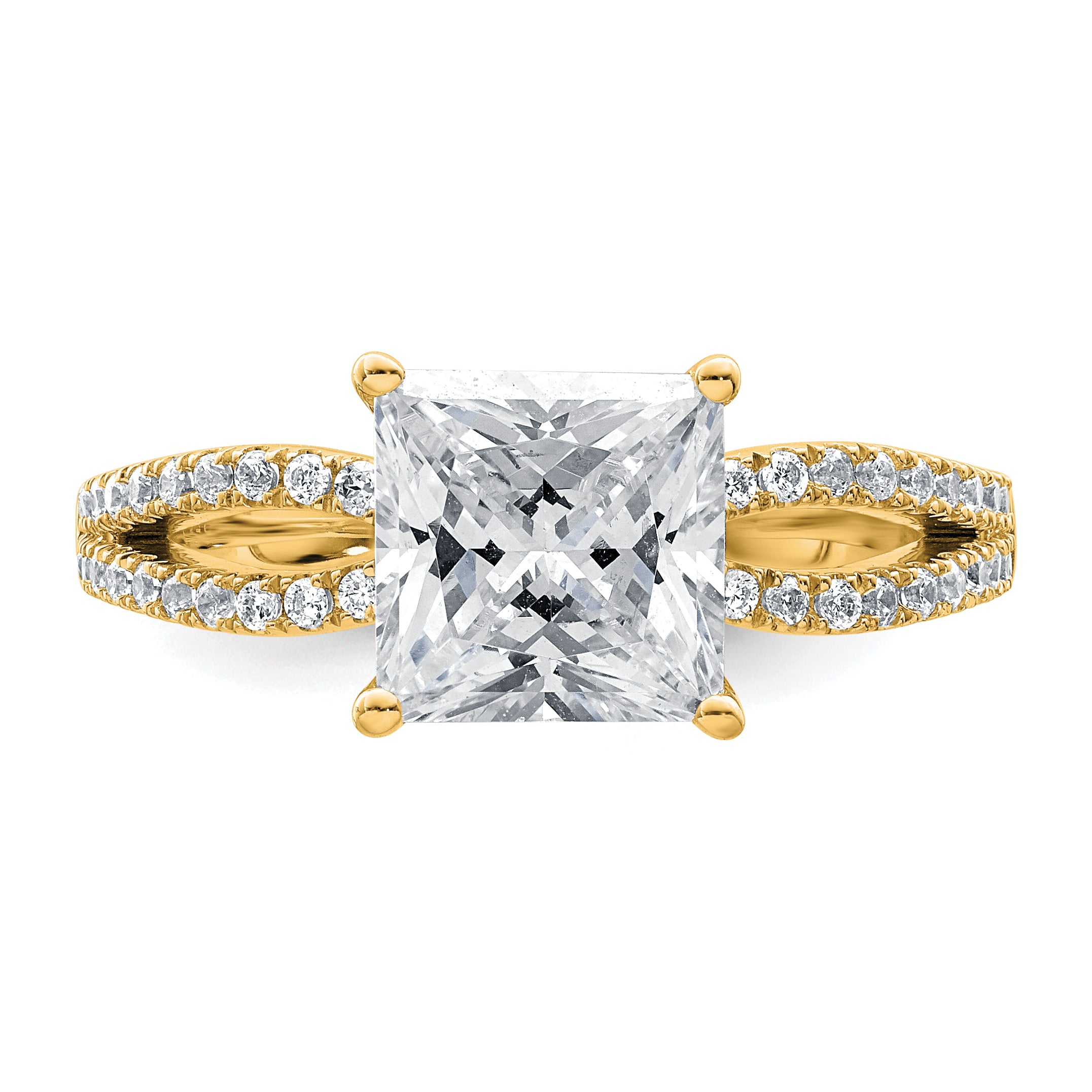 14k 2 carat Lab Grown Diamond VS+ F+ Princess Complete Engagement Ring