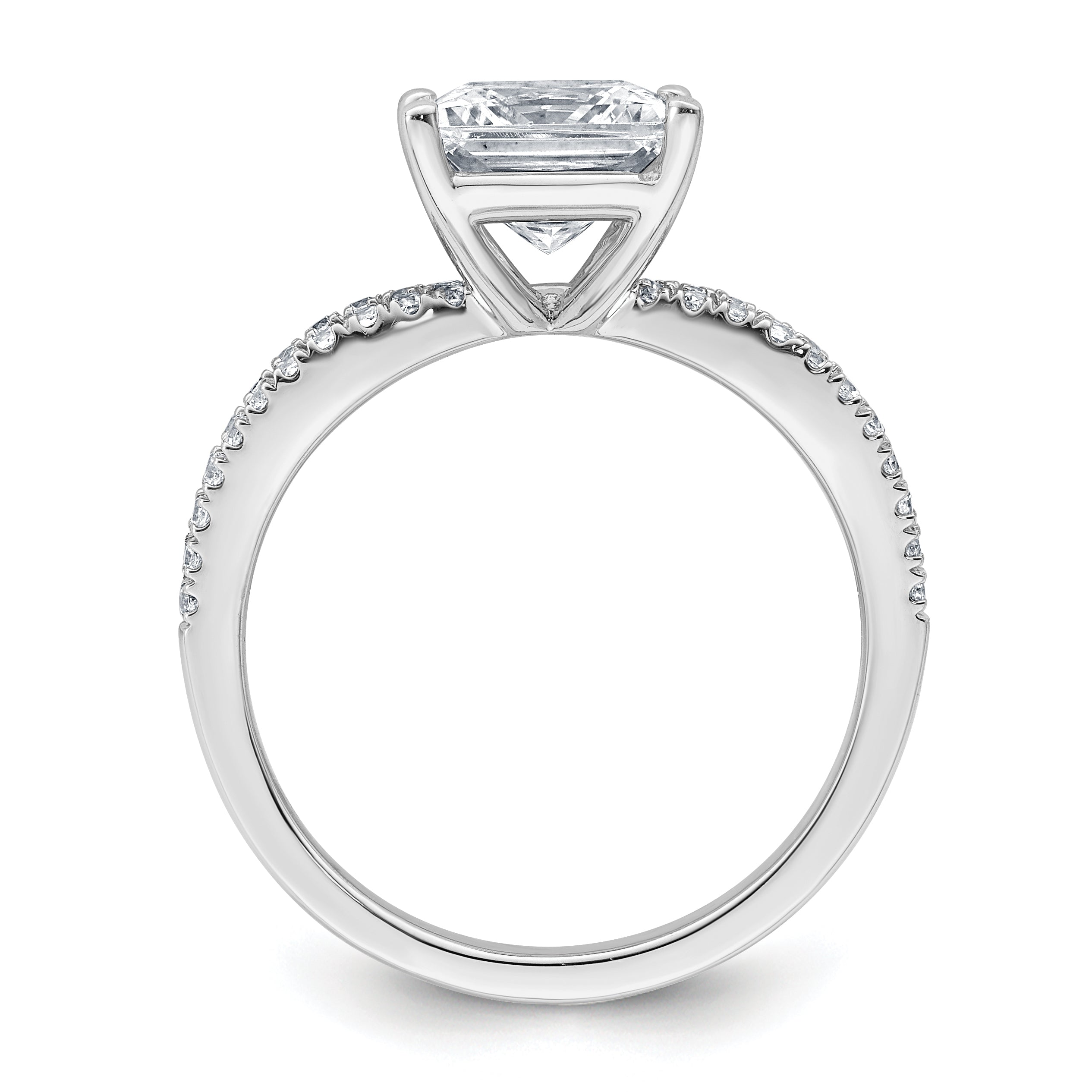 14k White Gold 2 carat Certified Lab Grown Diamond VS+ F+ Princess Complete Engagement Ring