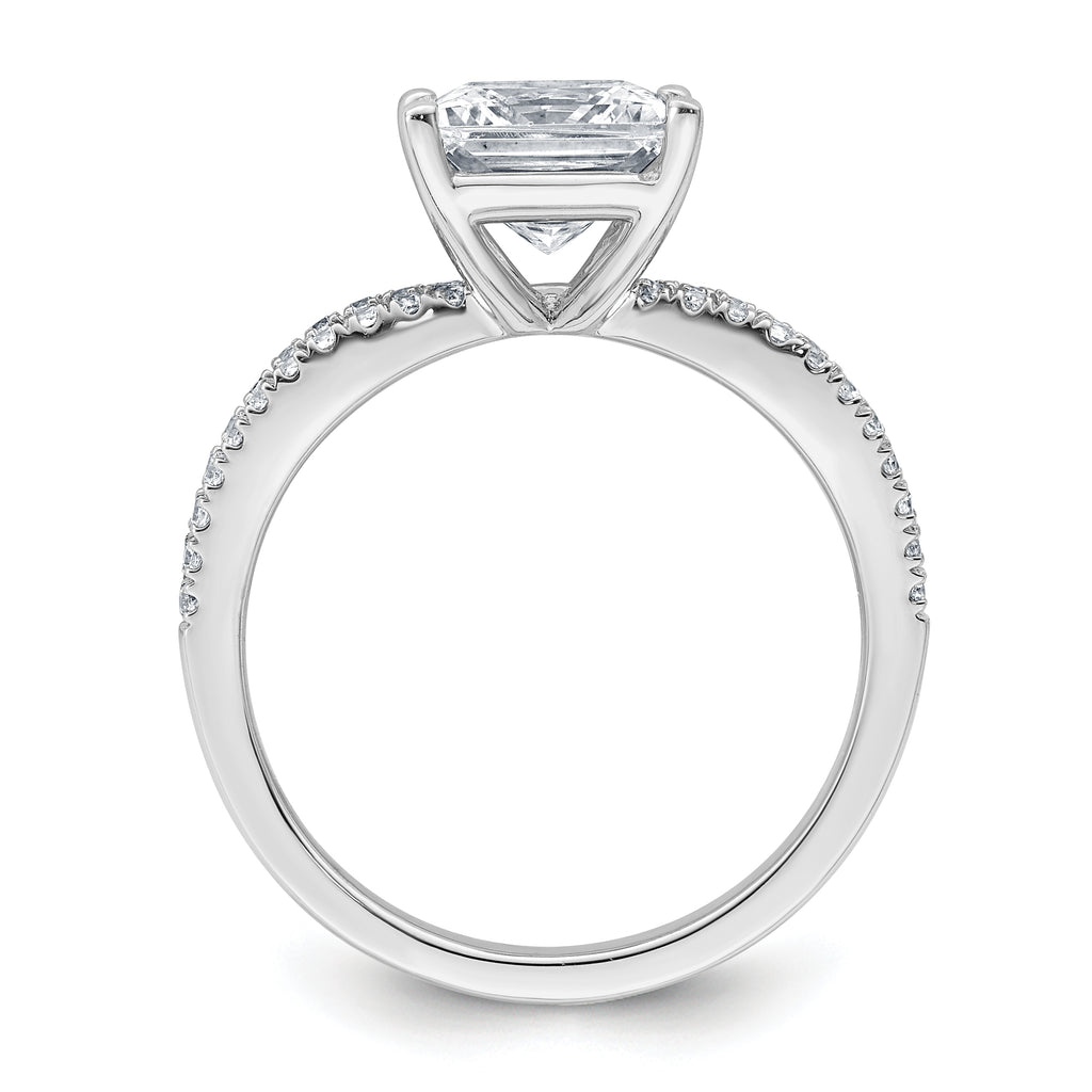 14k White Gold 2 carat Certified Lab Grown Diamond VS+ F+ Princess Complete Engagement Ring