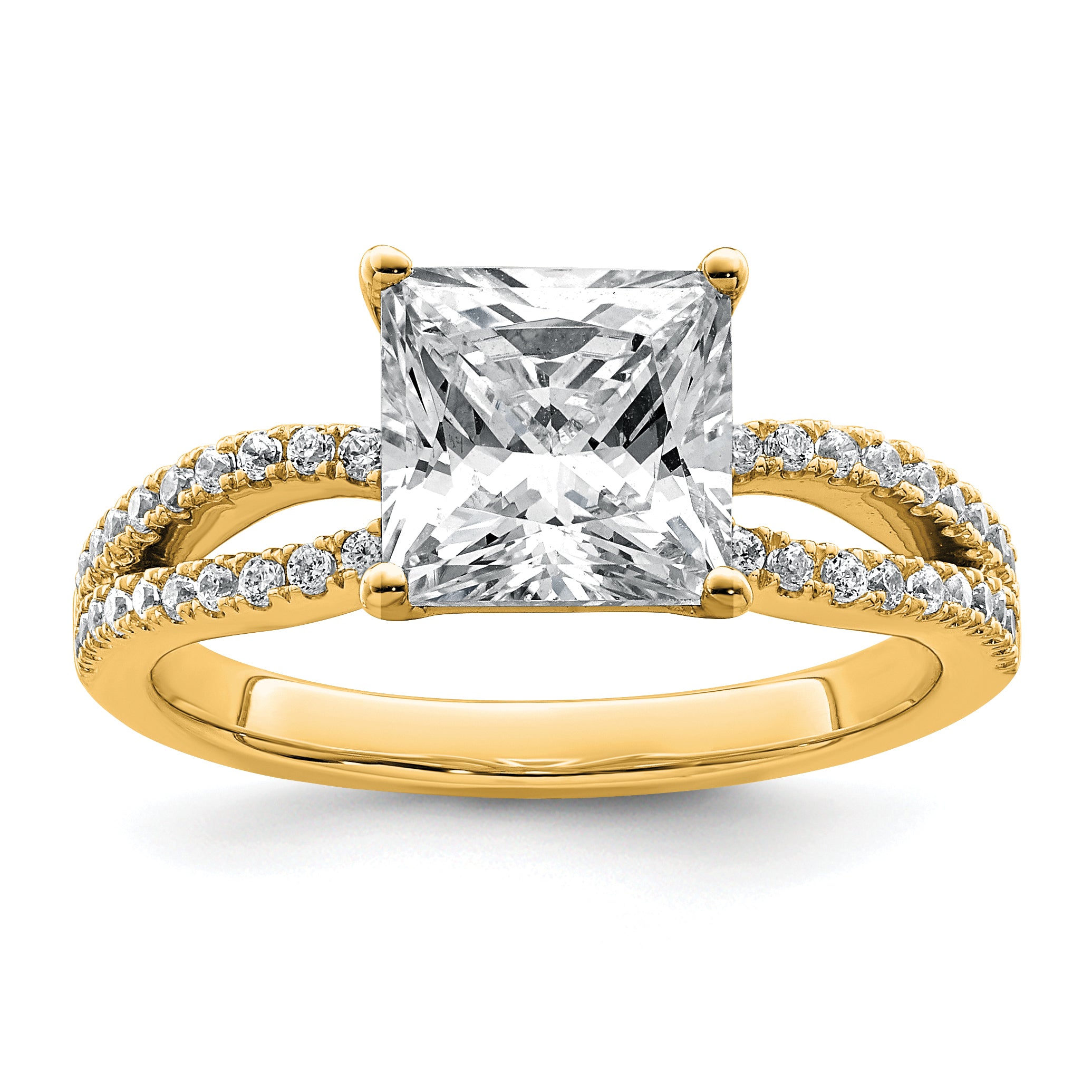 14k 2 carat Certified Lab Grown Diamond VS+ F+ Princess Complete Engagement Ring Main image