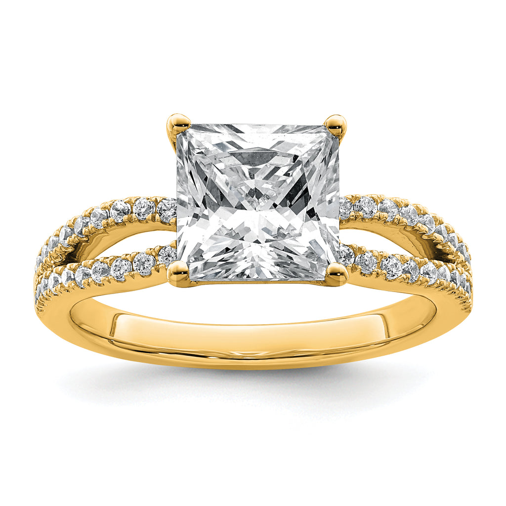 14k 2 carat Certified Lab Grown Diamond VS+ F+ Princess Complete Engagement Ring