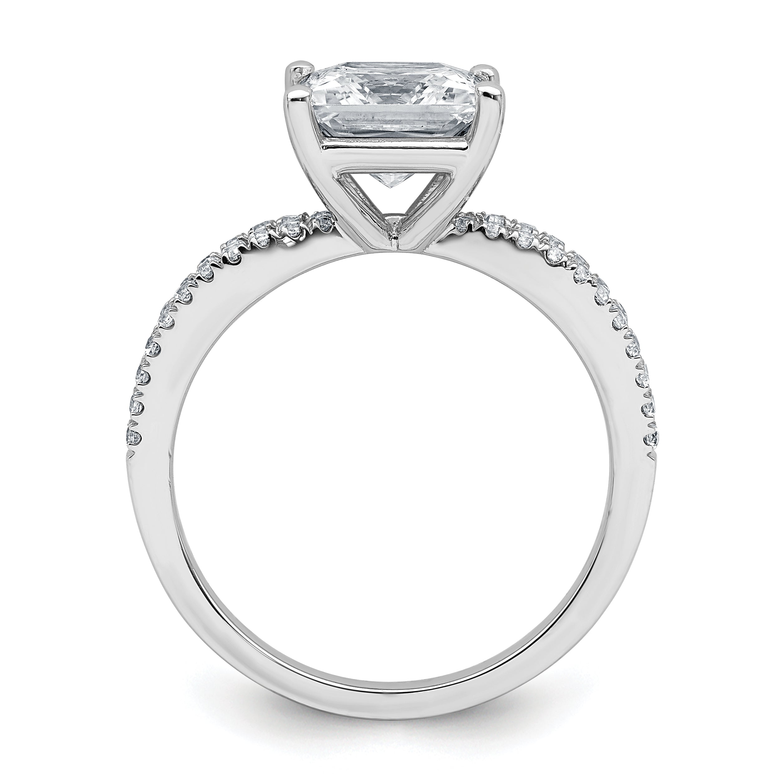 14k White Gold 2 1/4 carat Lab Grown Diamond VS+ F+ Princess Complete Engagement Ring Secondary image