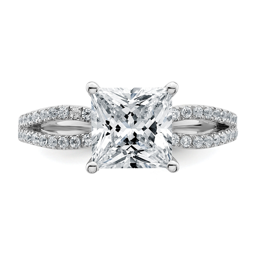 14k White Gold 2 1/4 carat Lab Grown Diamond VS+ F+ Princess Complete Engagement Ring
