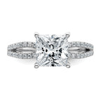 14k White Gold 2 1/4 carat Lab Grown Diamond VS+ F+ Princess Complete Engagement Ring
