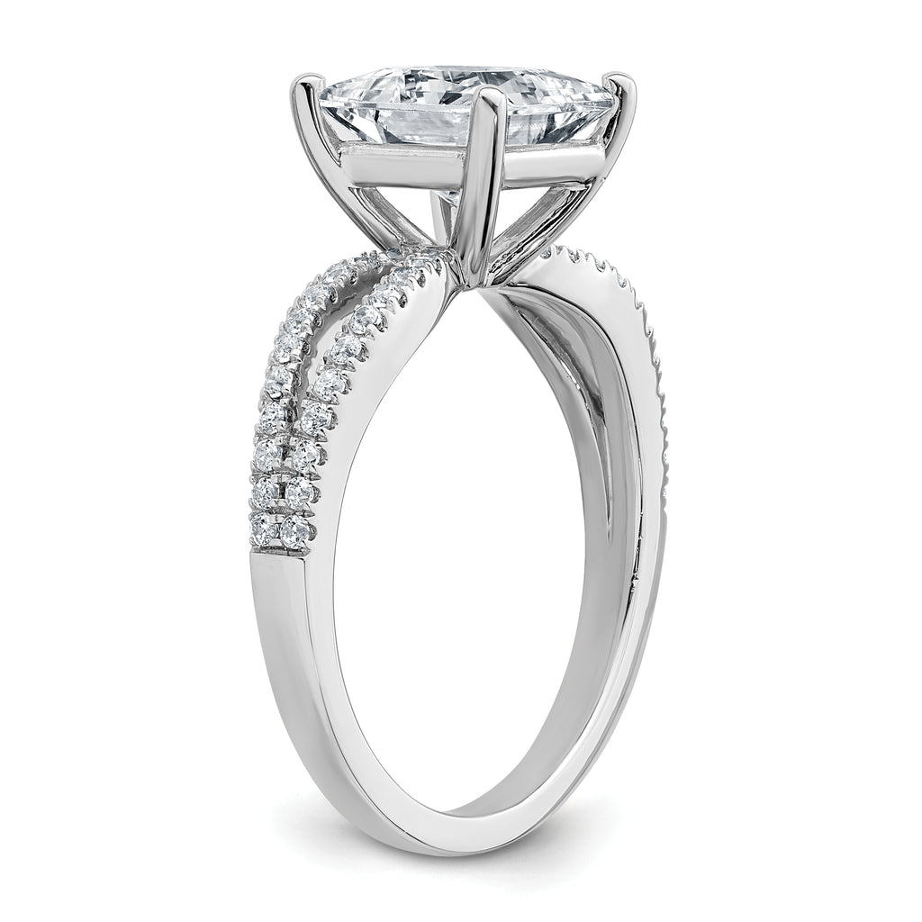 14k White Gold 2 1/4 carat Lab Grown Diamond VS+ F+ Princess Complete Engagement Ring