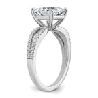 14k White Gold 2 1/4 carat Lab Grown Diamond VS+ F+ Princess Complete Engagement Ring