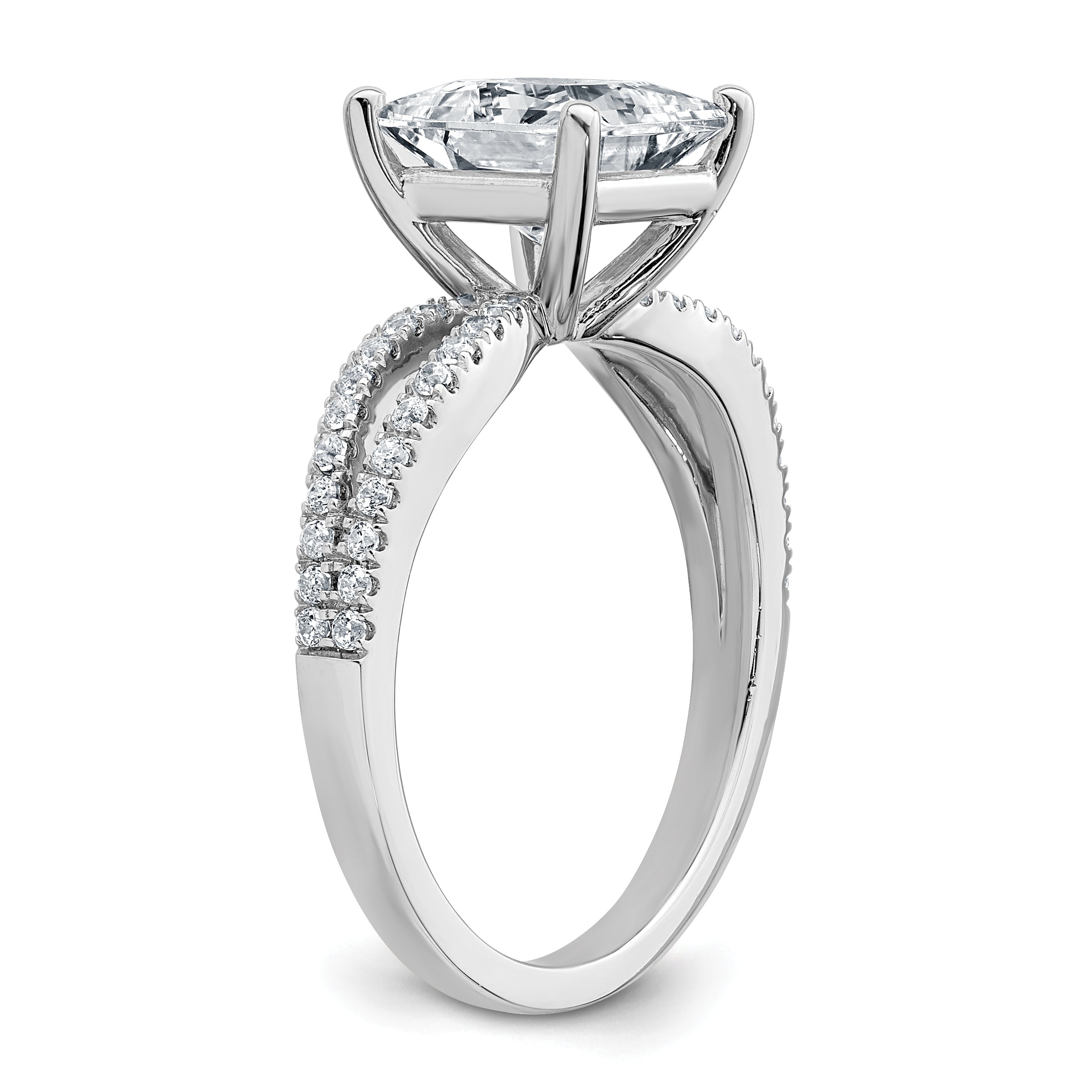 14k White Gold 2 1/4 carat Lab Grown Diamond VS+ F+ Princess Complete Engagement Ring