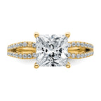 14k 2 1/4 carat Lab Grown Diamond VS+ F+ Princess Complete Engagement Ring