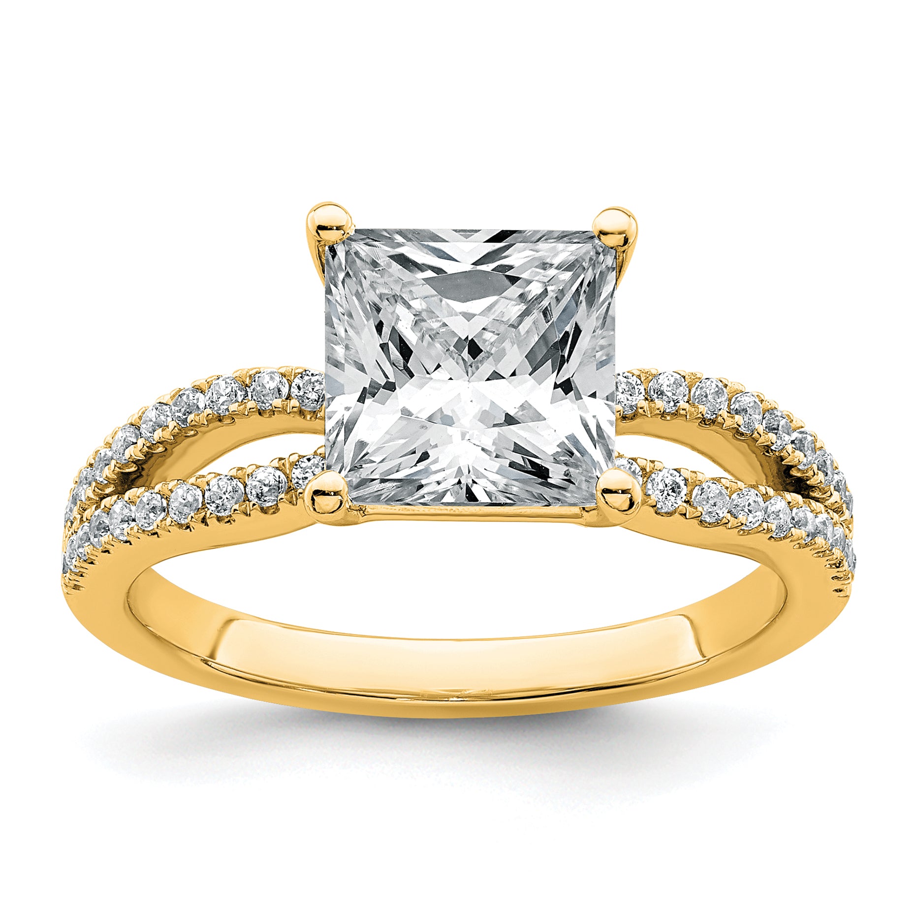 14k 2 1/4 carat Certified Lab Grown Diamond VS+ F+ Princess Complete Engagement Ring