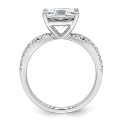 14k White Gold 2 1/2 carat Lab Grown Diamond VS+ F+ Princess Complete Engagement Ring