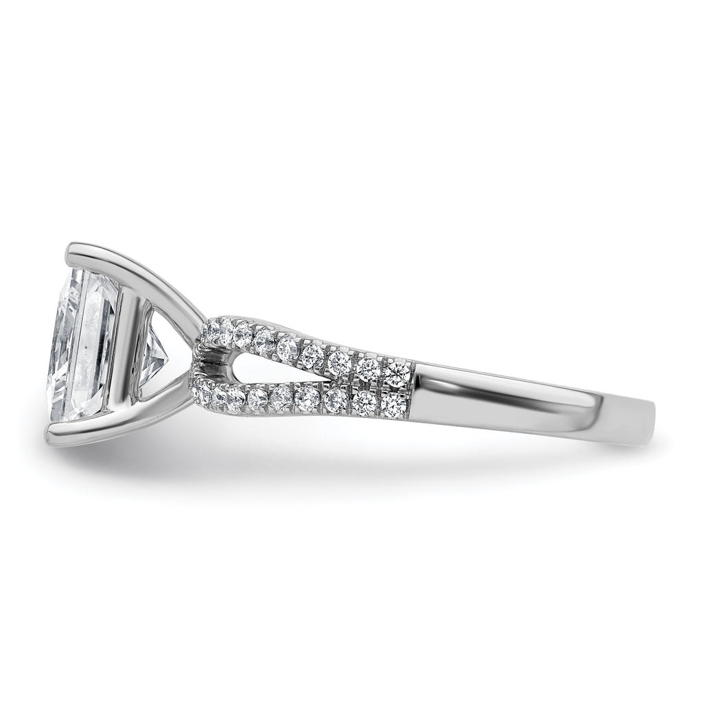 14k White Gold 2 1/2 carat Lab Grown Diamond VS+ F+ Princess Complete Engagement Ring