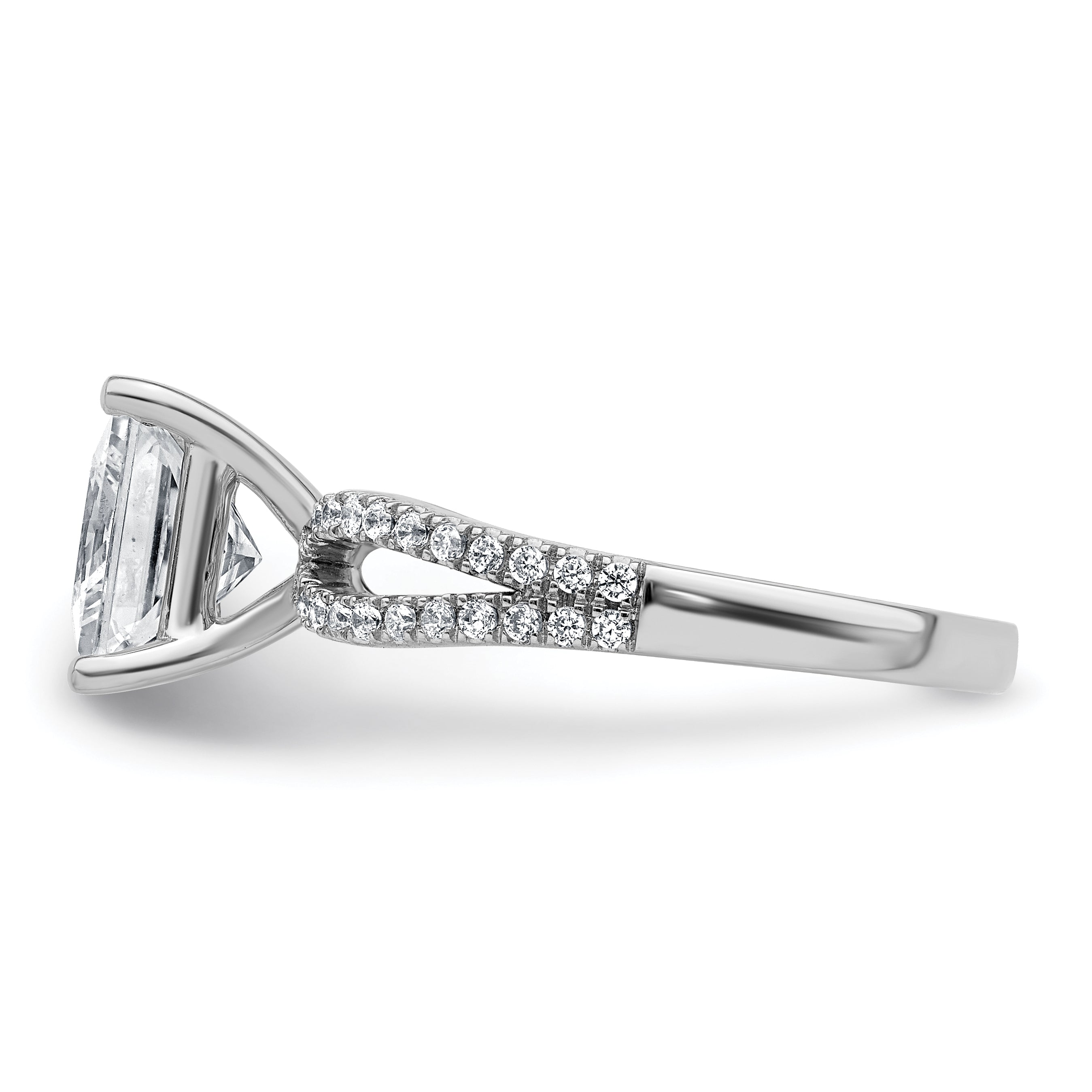 14k White Gold 2 1/2 carat Lab Grown Diamond VS+ F+ Princess Complete Engagement Ring