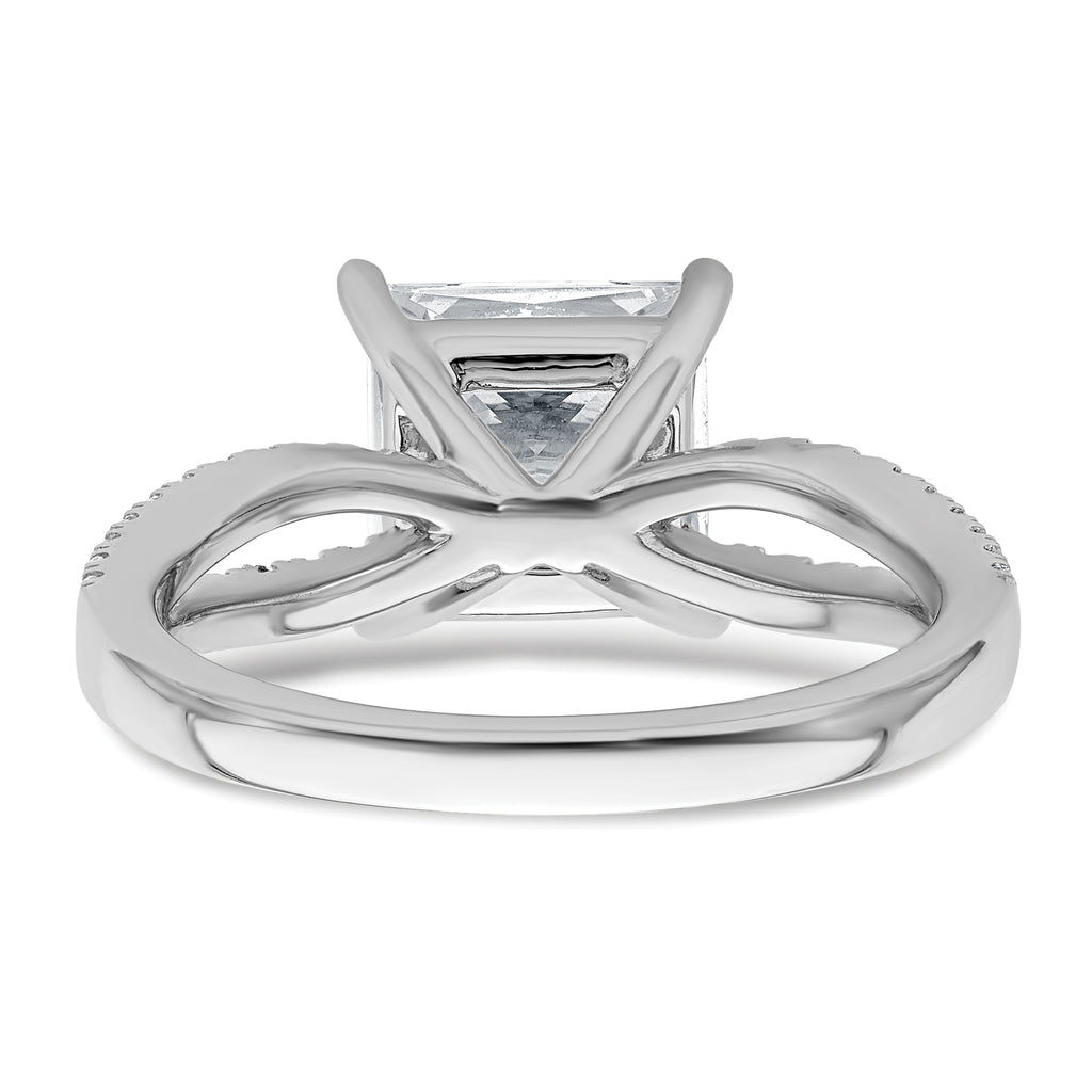 14k White Gold 2 1/2 carat Lab Grown Diamond VS+ F+ Princess Complete Engagement Ring