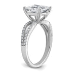 14k White Gold 2 1/2 carat Lab Grown Diamond VS+ F+ Princess Complete Engagement Ring