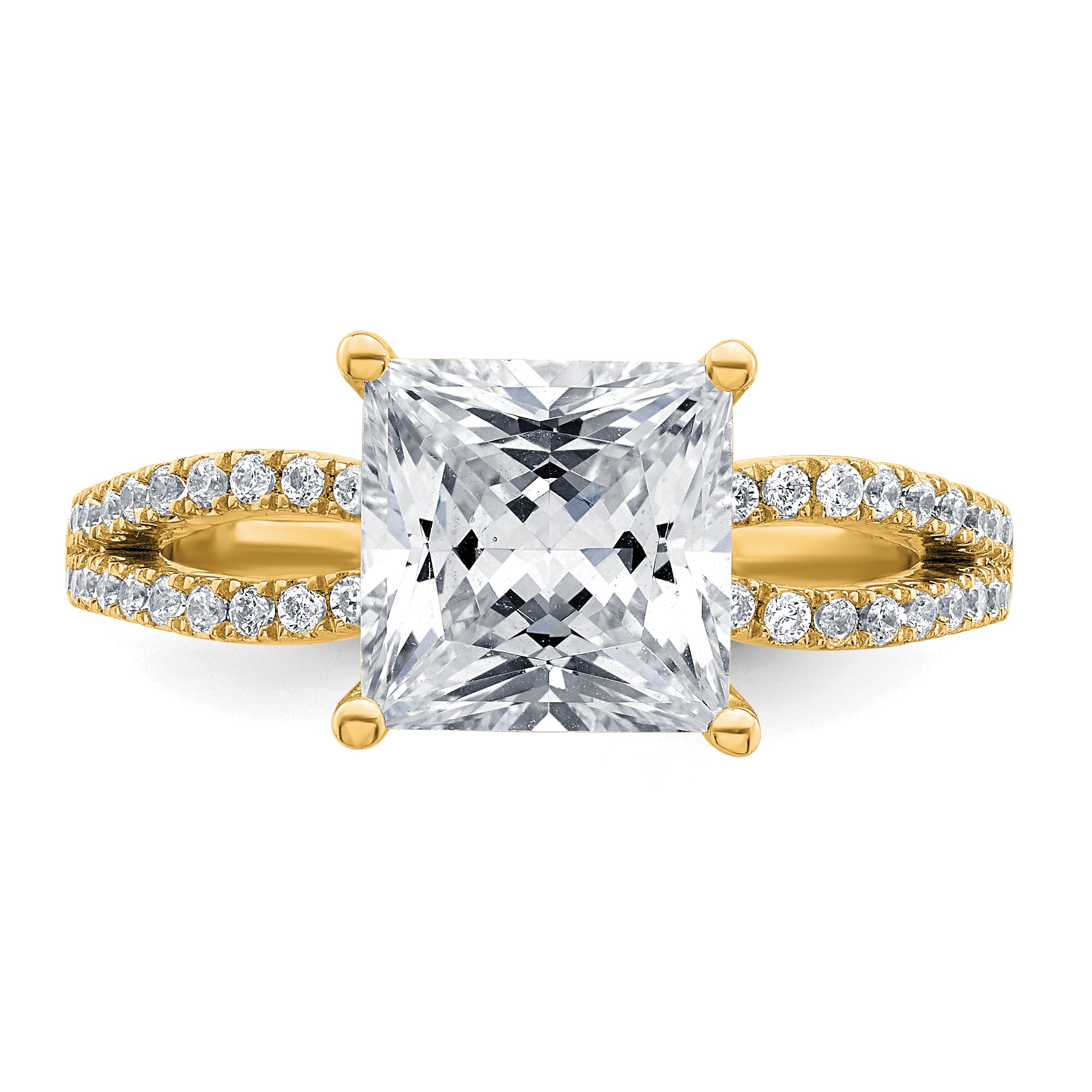 14k 2 1/2 carat Lab Grown Diamond VS+ F+ Princess Complete Engagement Ring