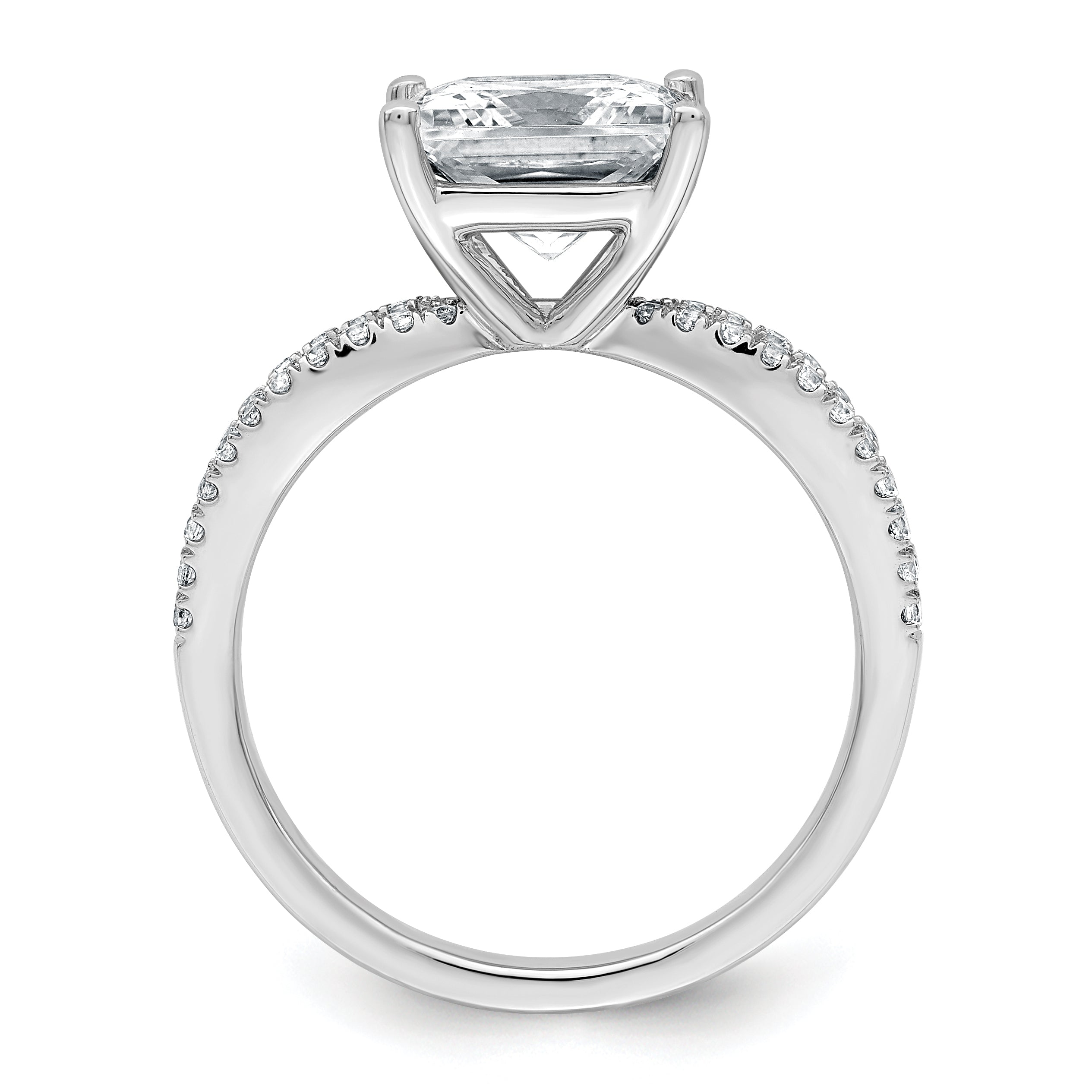 14k White Gold 2 1/2 carat Certified Lab Grown Diamond VS+ F+ Princess Complete Engagement Ring Secondary image