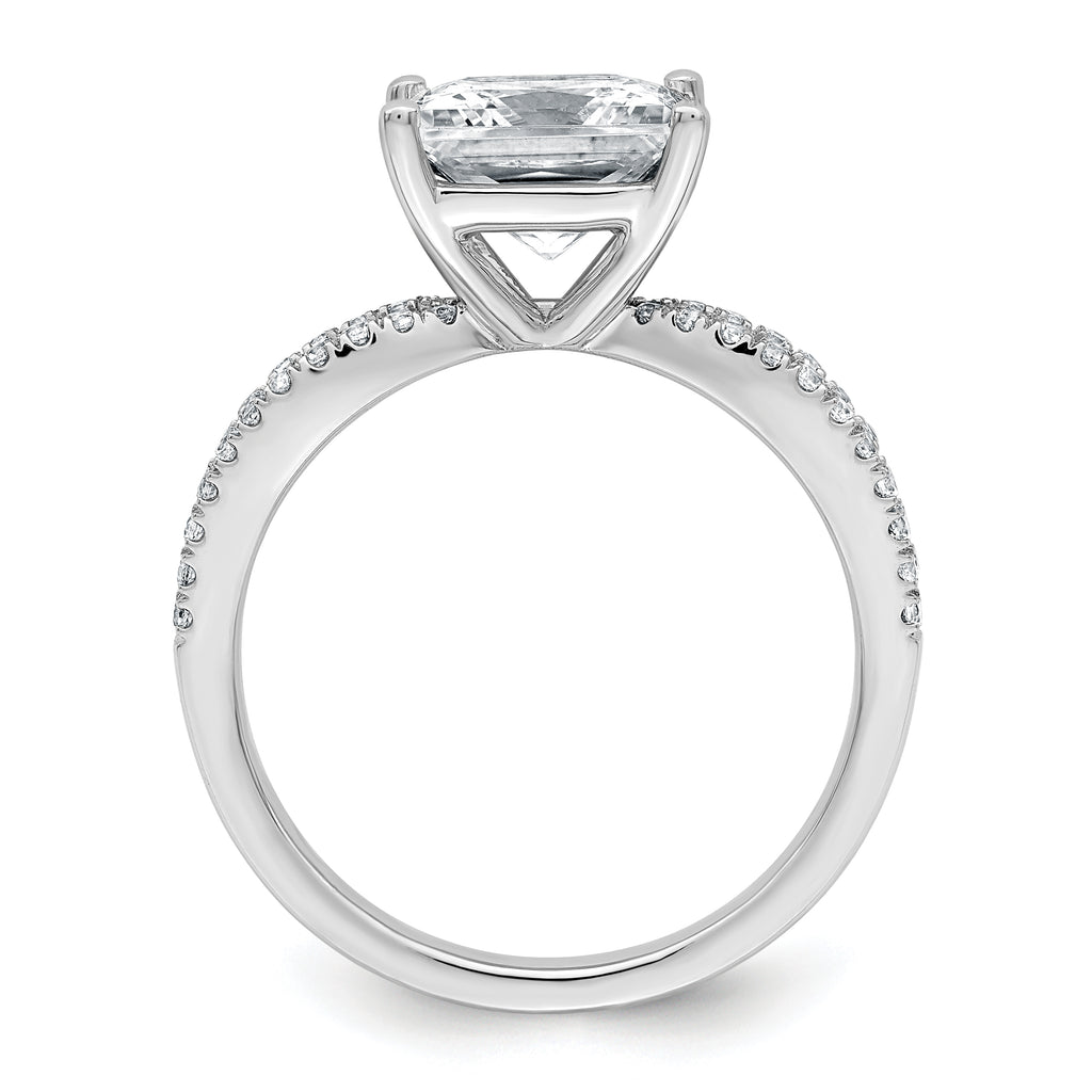 14k White Gold 2 1/2 carat Certified Lab Grown Diamond VS+ F+ Princess Complete Engagement Ring