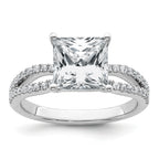 14k White Gold 2 1/2 carat Certified Lab Grown Diamond VS+ F+ Princess Complete Engagement Ring
