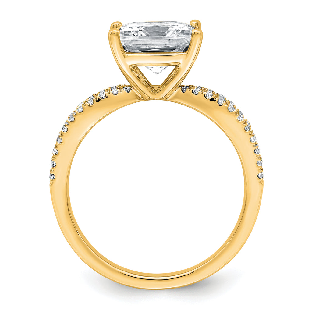 14k 2 1/2 carat Certified Lab Grown Diamond VS+ F+ Princess Complete Engagement Ring