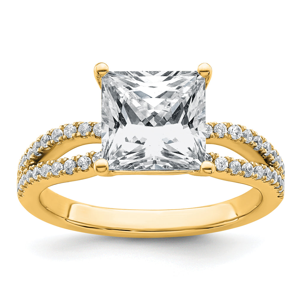 14k 2 1/2 carat Certified Lab Grown Diamond VS+ F+ Princess Complete Engagement Ring