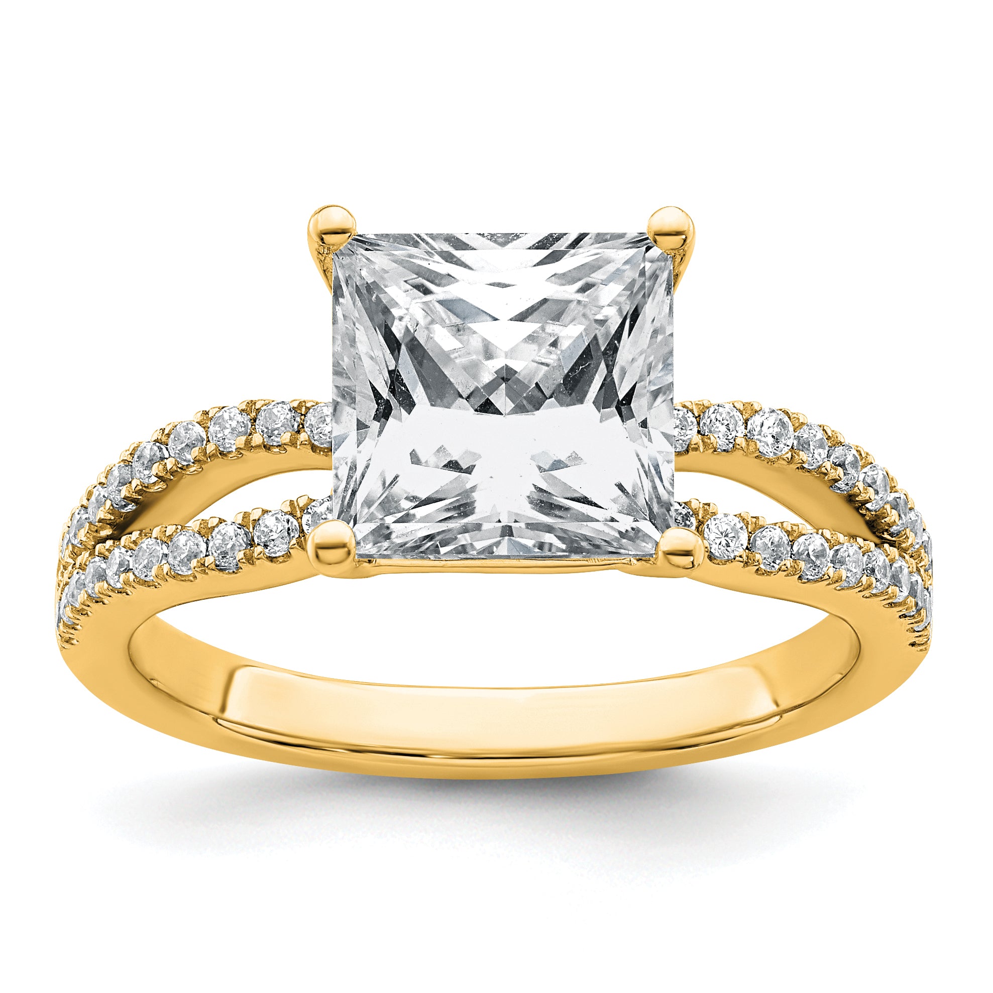 14k 2 1/2 carat Certified Lab Grown Diamond VS+ F+ Princess Complete Engagement Ring