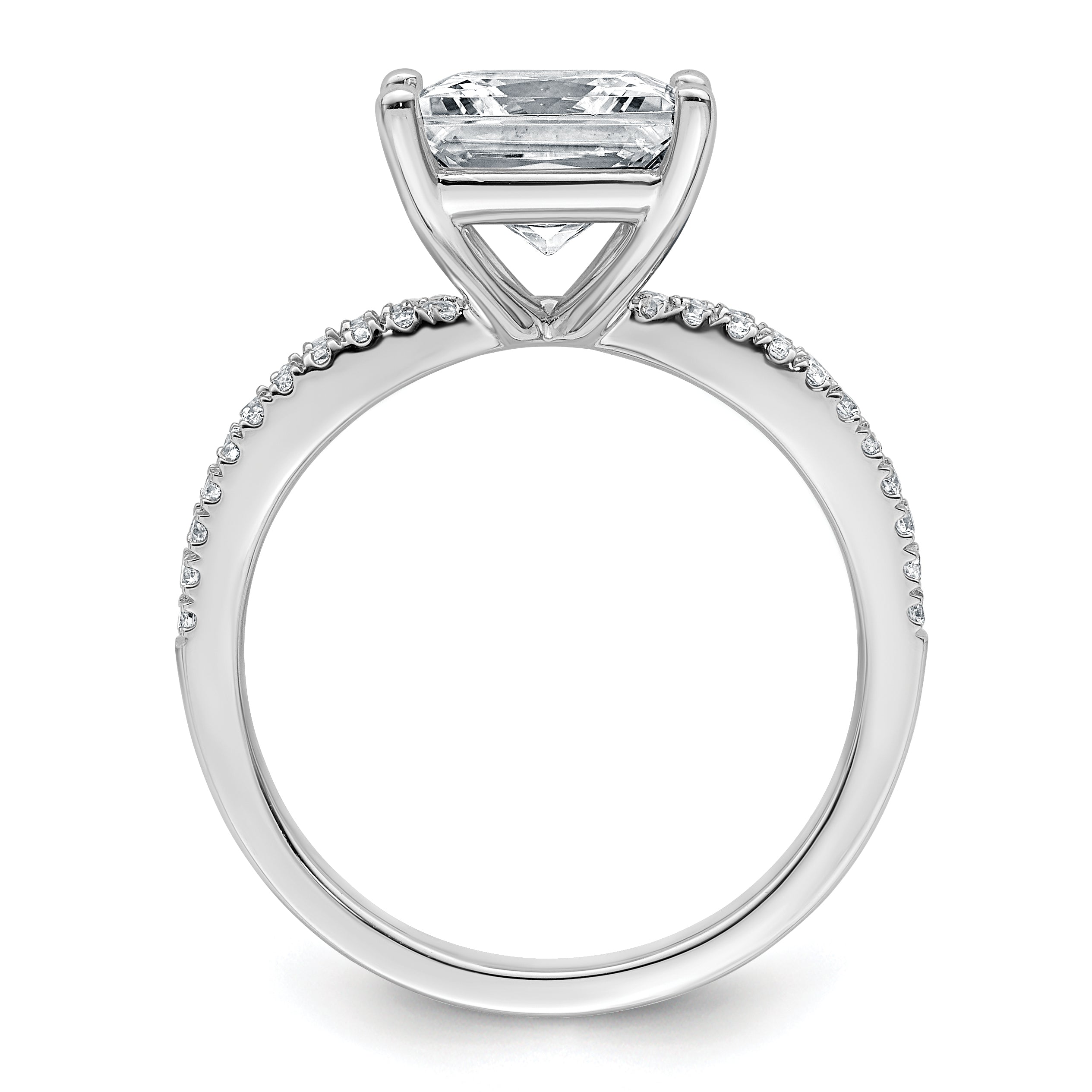 14k White Gold 2 3/4 carat Lab Grown Diamond VS+ F+ Princess Complete Engagement Ring Secondary image