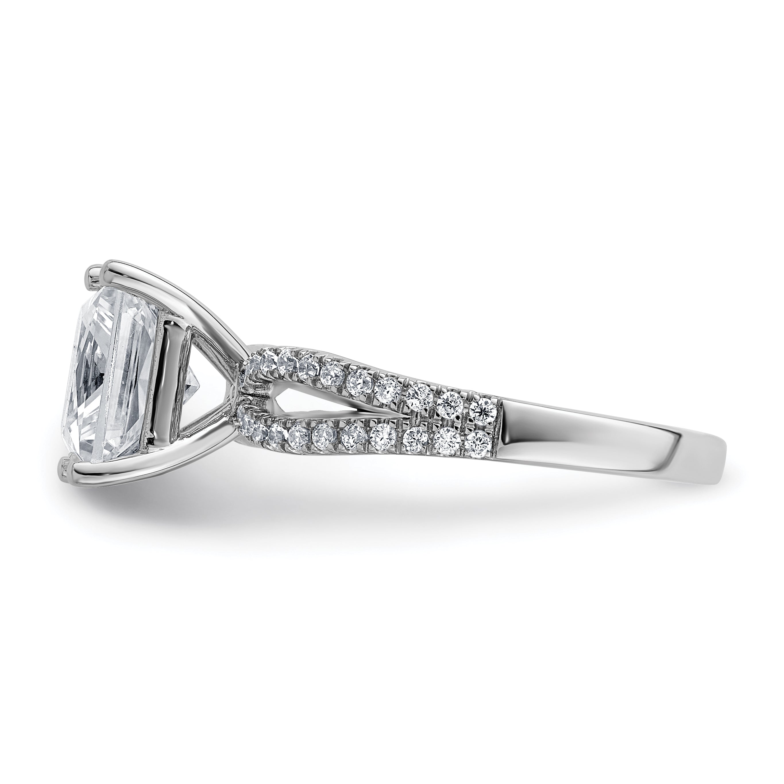 14k White Gold 2 3/4 carat Lab Grown Diamond VS+ F+ Princess Complete Engagement Ring