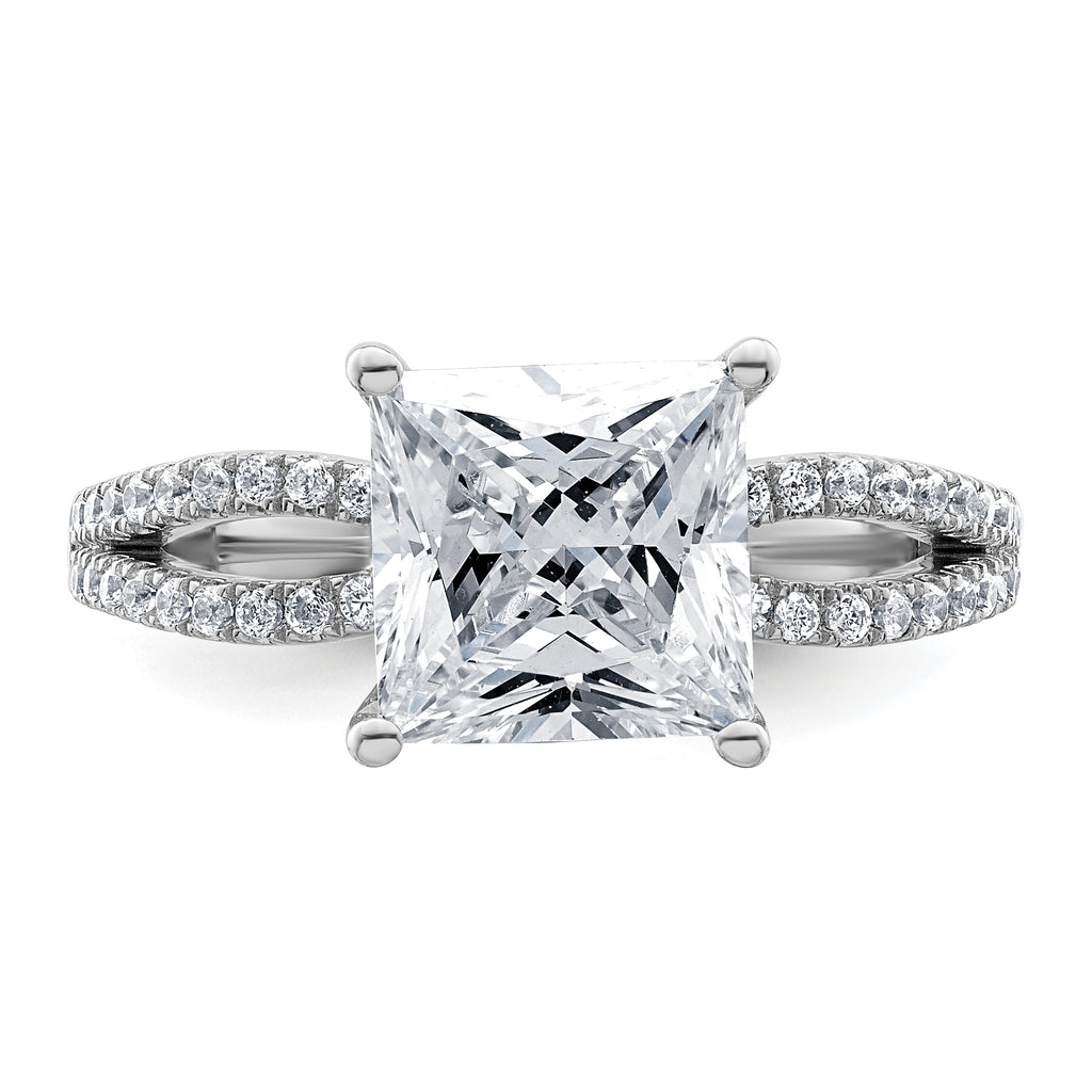 14k White Gold 2 3/4 carat Lab Grown Diamond VS+ F+ Princess Complete Engagement Ring