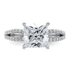 14k White Gold 2 3/4 carat Lab Grown Diamond VS+ F+ Princess Complete Engagement Ring